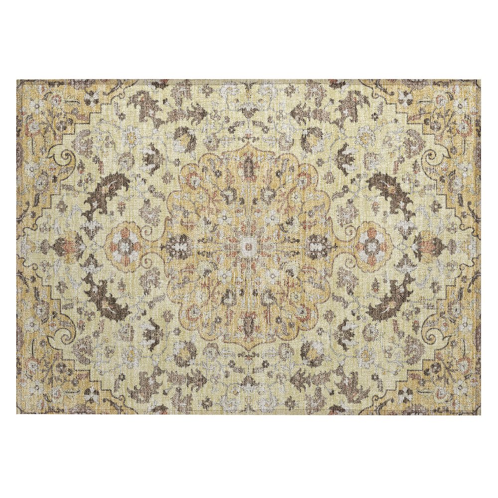 Machine Washable Indoor/Outdoor Chantille ACN2564 Gold 1'8" x 2'6" Rug. Picture 1