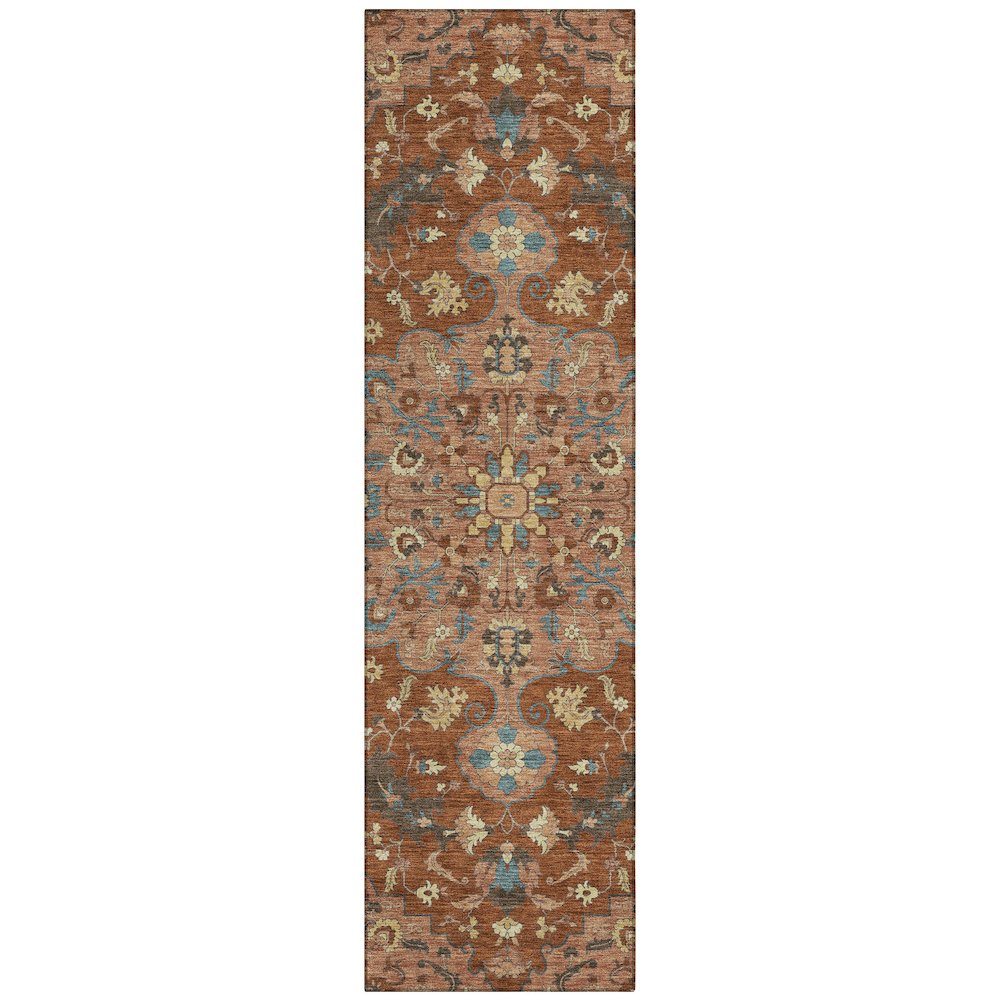 Machine Washable Indoor/Outdoor Chantille ACN2564 Orange 2'3" x 7'6" Runner Rug. Picture 1