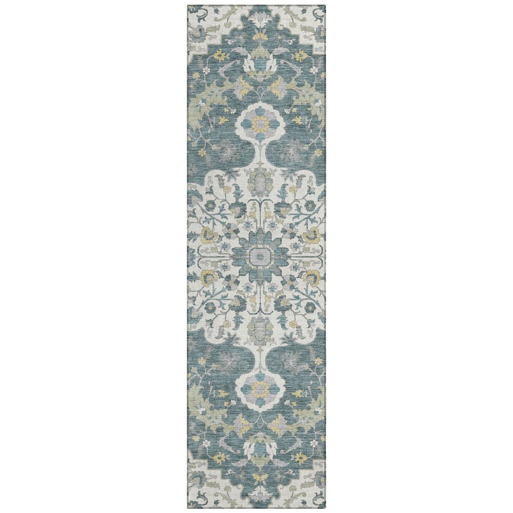 Machine Washable Indoor/Outdoor Chantille ACN2564 Teal 2'3" x 7'6" Runner Rug. Picture 1
