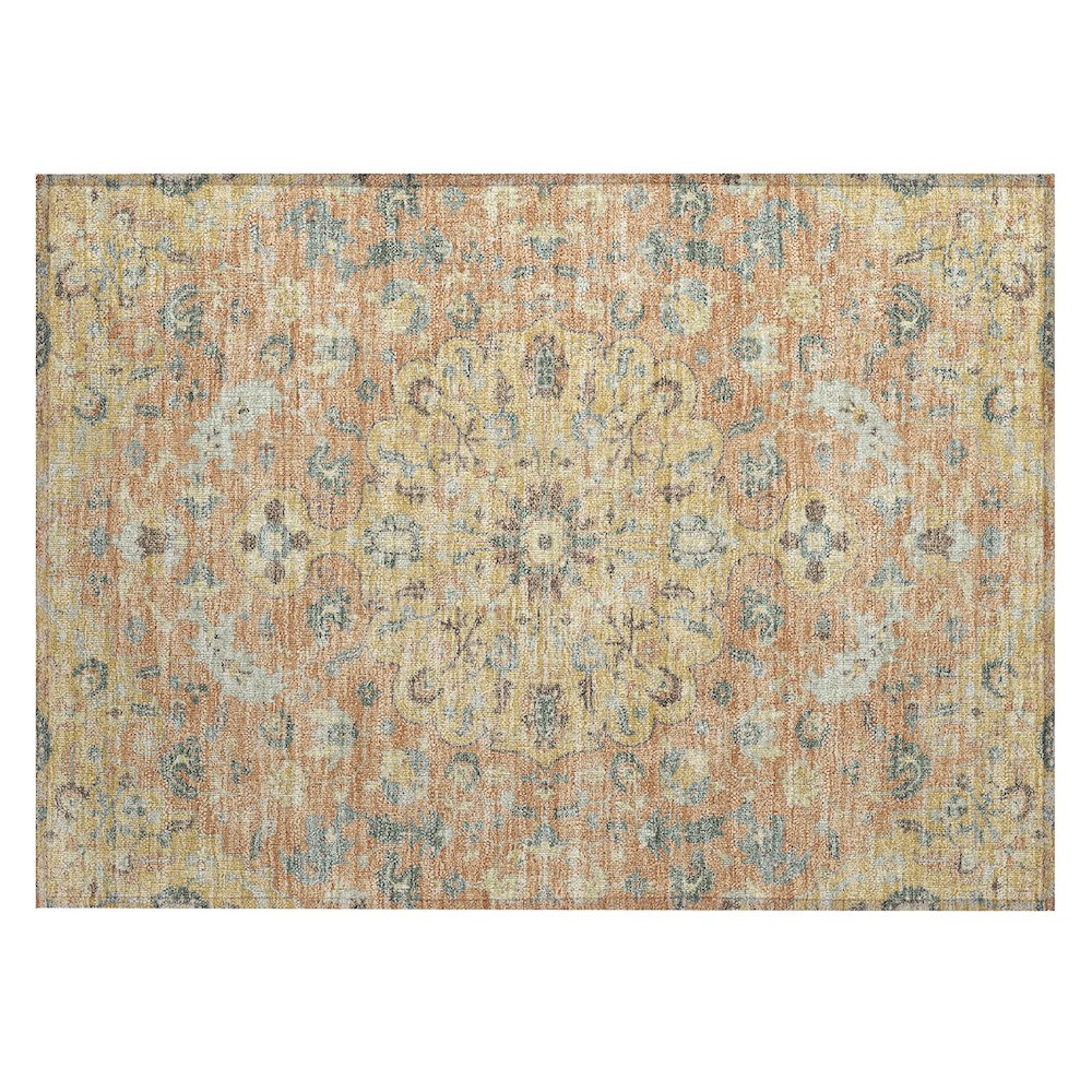 Machine Washable Indoor/Outdoor Chantille ACN2564 Gold 1'8" x 2'6" Rug. Picture 1