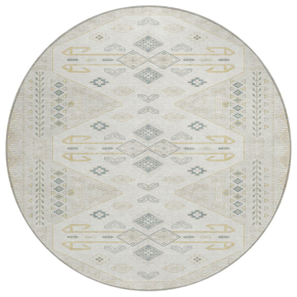Machine Washable Indoor/Outdoor Chantille ACN2565 Brown 8' x 8' Round Rug. Picture 1