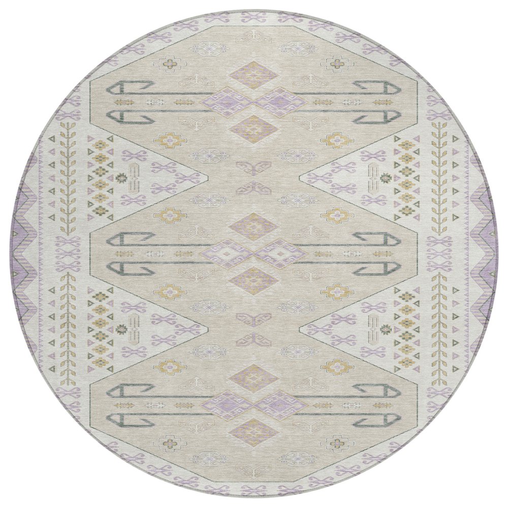 Machine Washable Indoor/Outdoor Chantille ACN2565 Purple 8' x 8' Round Rug. Picture 1