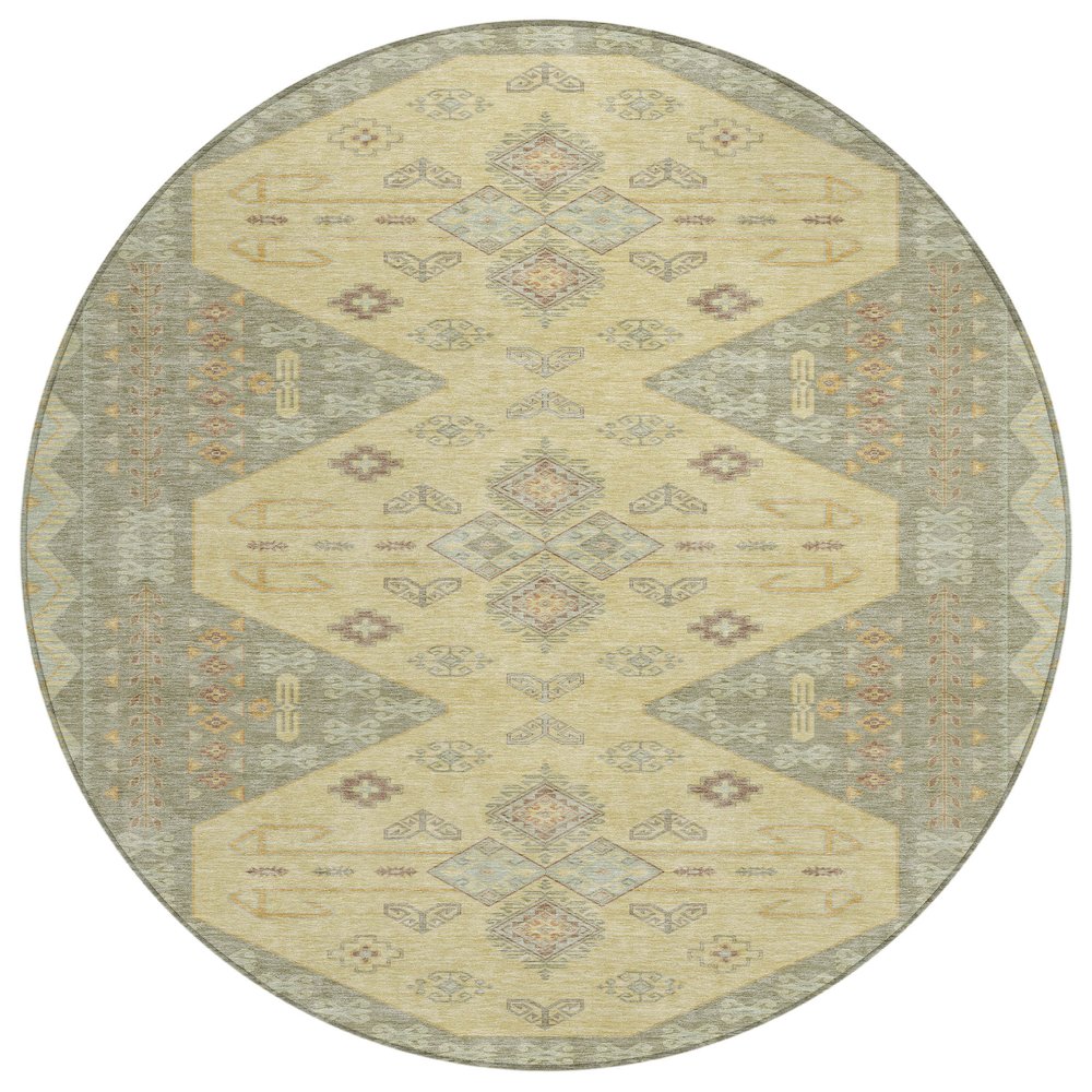 Machine Washable Indoor/Outdoor Chantille ACN2565 Green 8' x 8' Round Rug. Picture 1