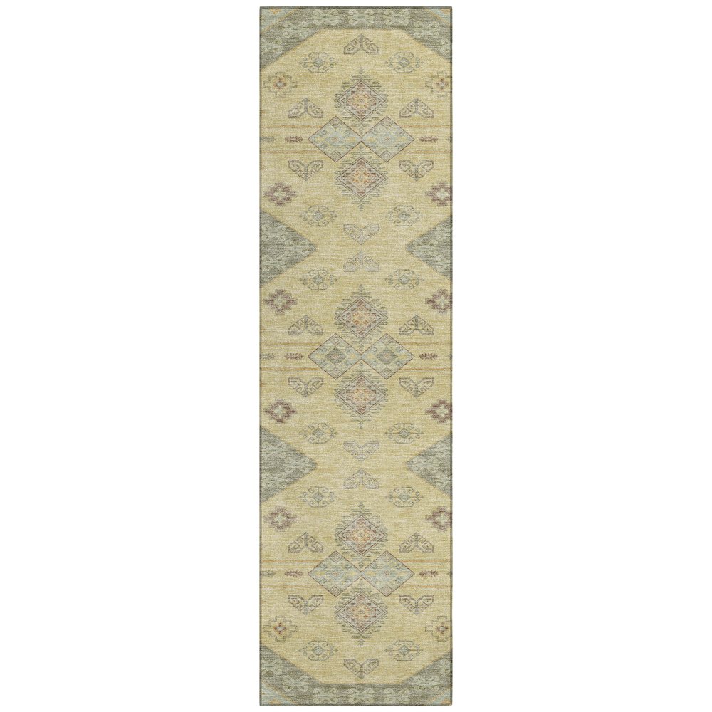 Machine Washable Indoor/Outdoor Chantille ACN2565 Green 2'3" x 7'6" Runner Rug. Picture 1
