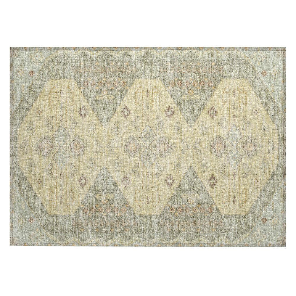 Machine Washable Indoor/Outdoor Chantille ACN2565 Green 1'8" x 2'6" Rug. Picture 1