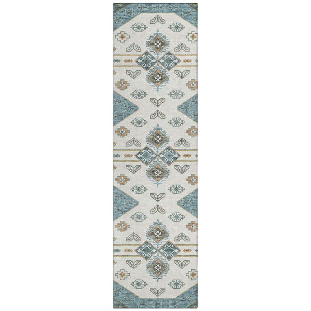 Machine Washable Indoor/Outdoor Chantille ACN2565 Teal 2'3" x 7'6" Runner Rug. Picture 1