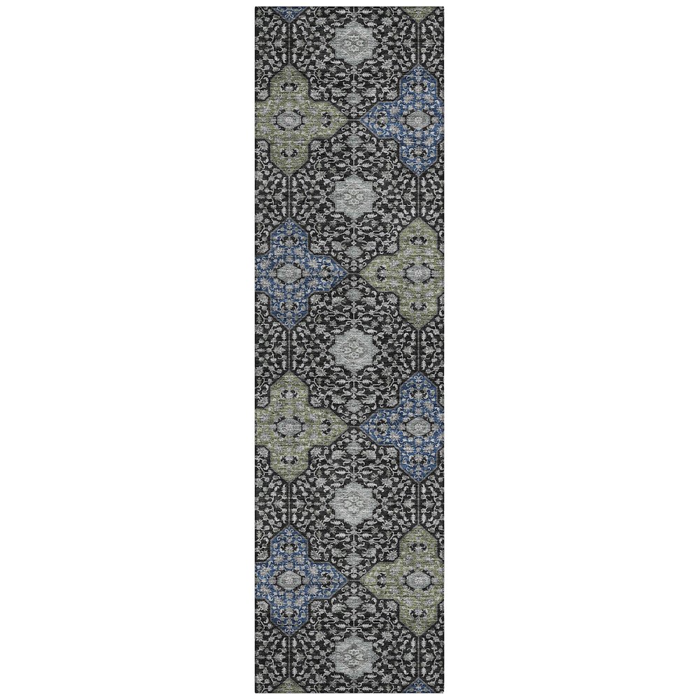 Machine Washable Indoor/Outdoor Chantille ACN2566 Black 2'3" x 7'6" Runner Rug. Picture 1