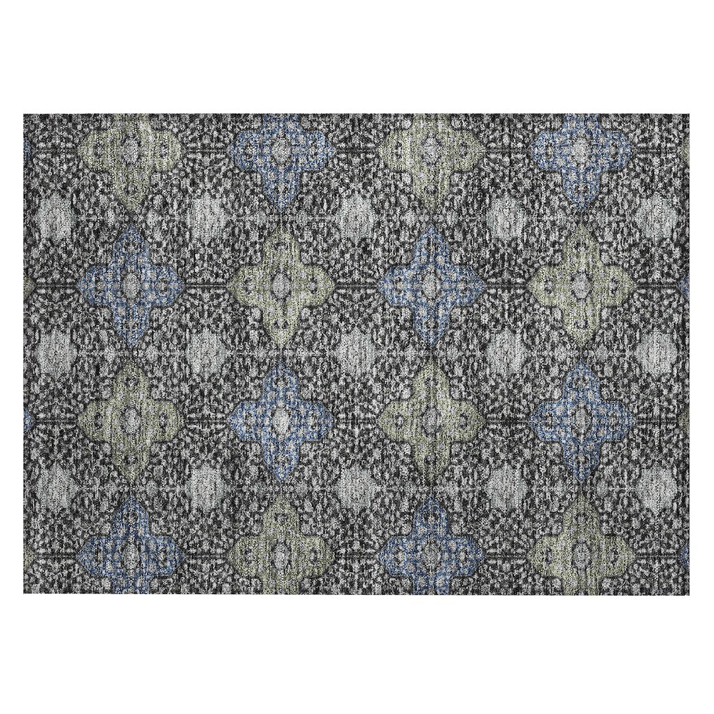Machine Washable Indoor/Outdoor Chantille ACN2566 Black 1'8" x 2'6" Rug. Picture 1