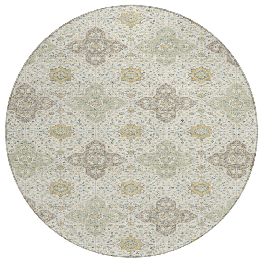 Machine Washable Indoor/Outdoor Chantille ACN2566 Ivory 8' x 8' Round Rug. Picture 1