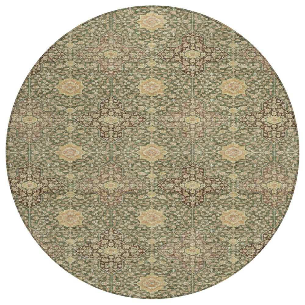 Machine Washable Indoor/Outdoor Chantille ACN2566 Green 8' x 8' Round Rug. Picture 1