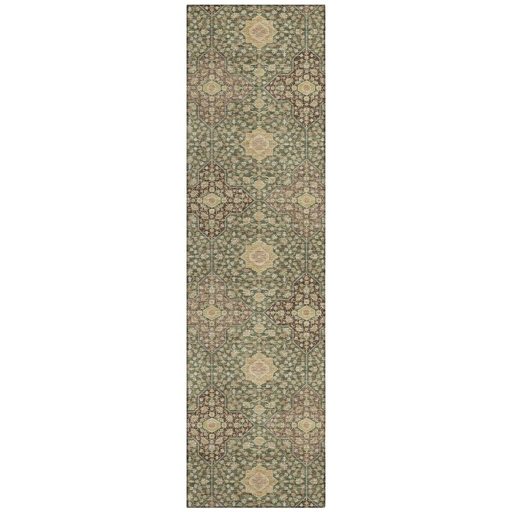 Machine Washable Indoor/Outdoor Chantille ACN2566 Green 2'3" x 7'6" Runner Rug. Picture 1