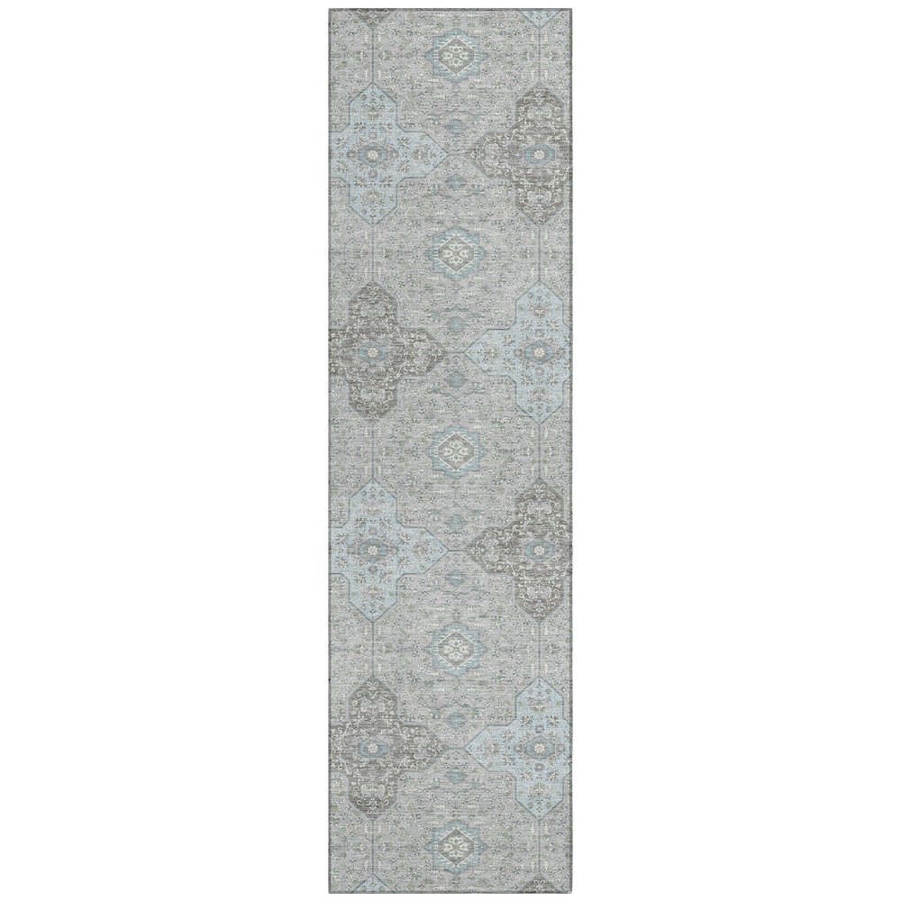 Machine Washable Indoor/Outdoor Chantille ACN2566 Gray 2'3" x 7'6" Runner Rug. Picture 1
