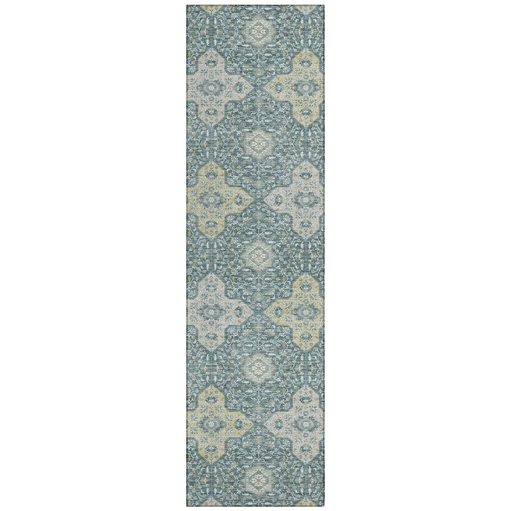 Machine Washable Indoor/Outdoor Chantille ACN2566 Teal 2'3" x 7'6" Runner Rug. Picture 1