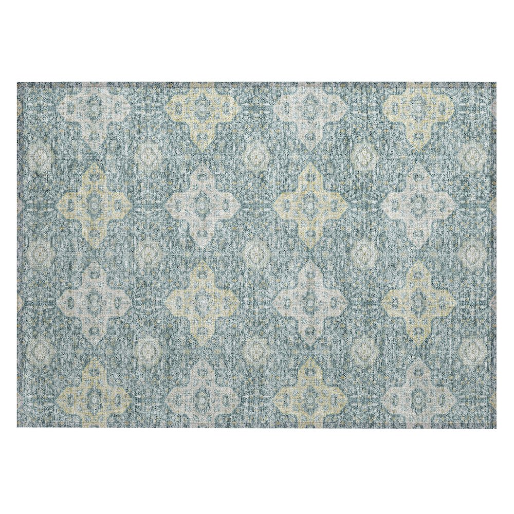 Machine Washable Indoor/Outdoor Chantille ACN2566 Teal 1'8" x 2'6" Rug. Picture 1