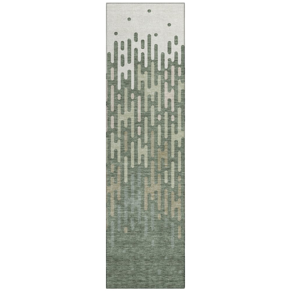 Machine Washable Indoor/Outdoor Chantille ACN2567 Green 2'3" x 7'6" Runner Rug. Picture 1