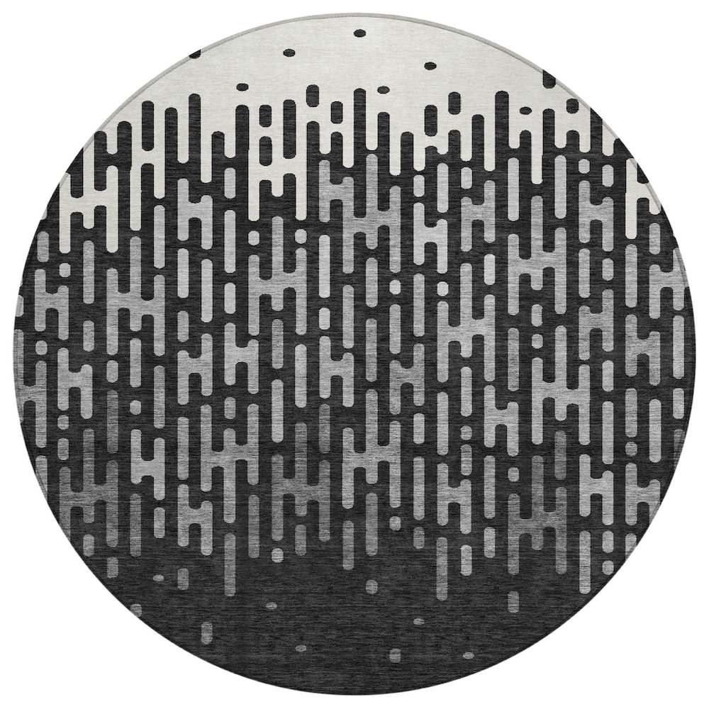 Machine Washable Indoor/Outdoor Chantille ACN2567 Black 8' x 8' Round Rug. Picture 1