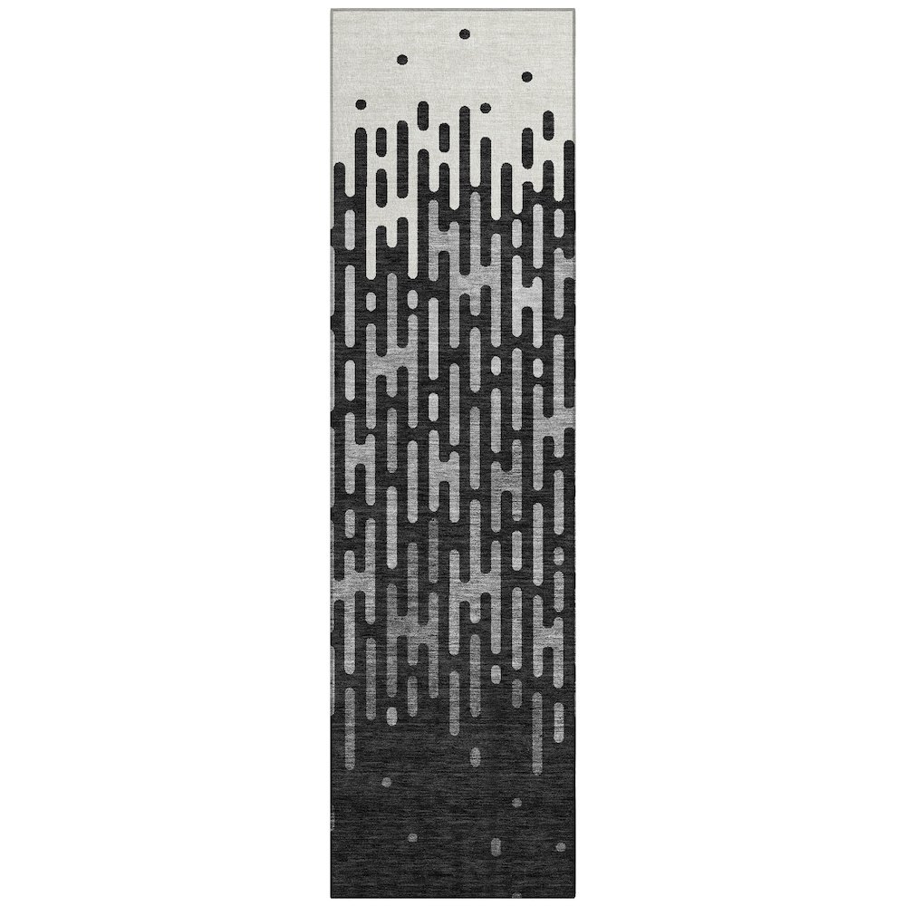 Machine Washable Indoor/Outdoor Chantille ACN2567 Black 2'3" x 7'6" Runner Rug. Picture 1