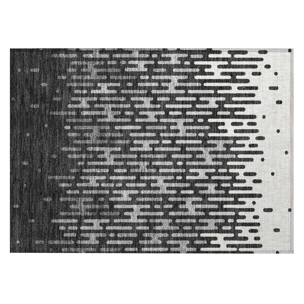 Machine Washable Indoor/Outdoor Chantille ACN2567 Black 1'8" x 2'6" Rug. Picture 1