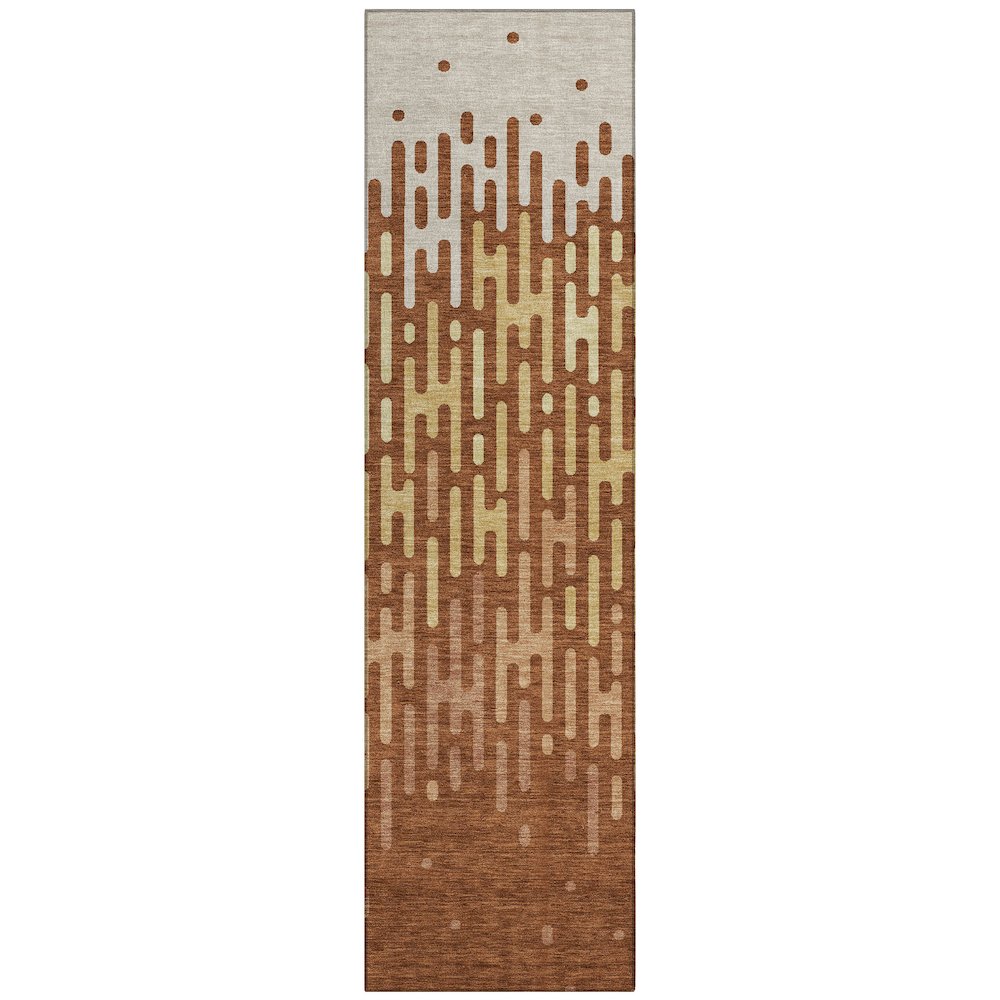 Machine Washable Indoor/Outdoor Chantille ACN2567 Orange 2'3" x 7'6" Runner Rug. Picture 1