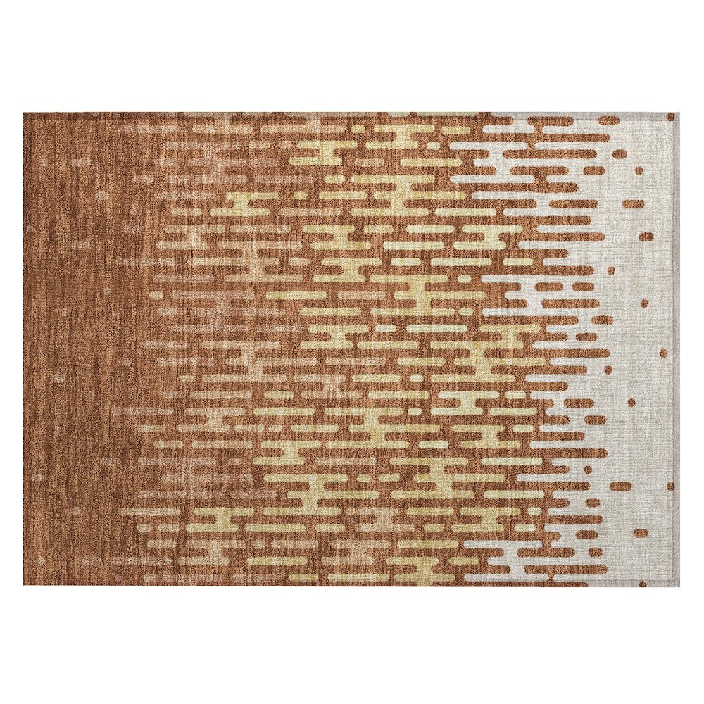 Machine Washable Indoor/Outdoor Chantille ACN2567 Orange 1'8" x 2'6" Rug. Picture 1