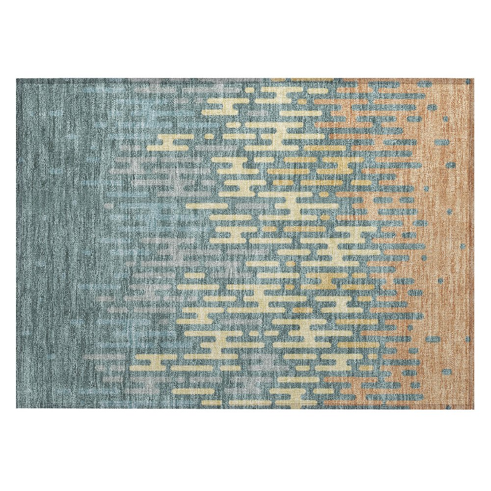 Machine Washable Indoor/Outdoor Chantille ACN2567 Teal 1'8" x 2'6" Rug. Picture 1