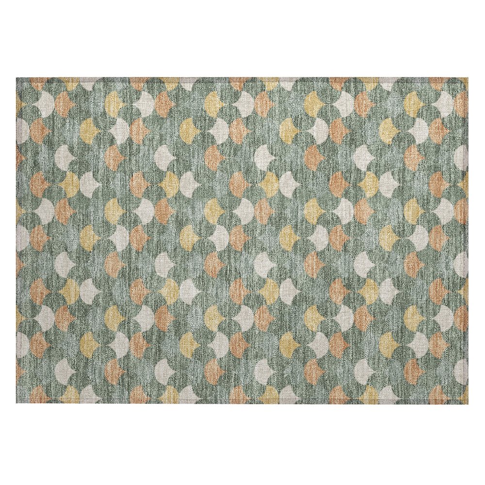 Machine Washable Indoor/Outdoor Chantille ACN2568 Green 1'8" x 2'6" Rug. Picture 1