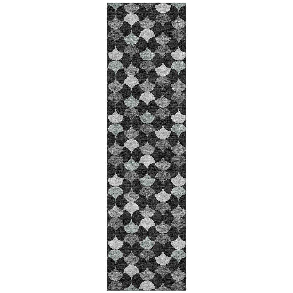 Machine Washable Indoor/Outdoor Chantille ACN2568 Black 2'3" x 7'6" Runner Rug. Picture 1