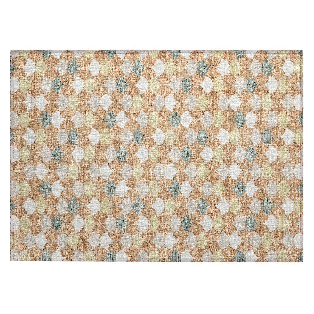 Machine Washable Indoor/Outdoor Chantille ACN2568 Orange 1'8" x 2'6" Rug. Picture 1