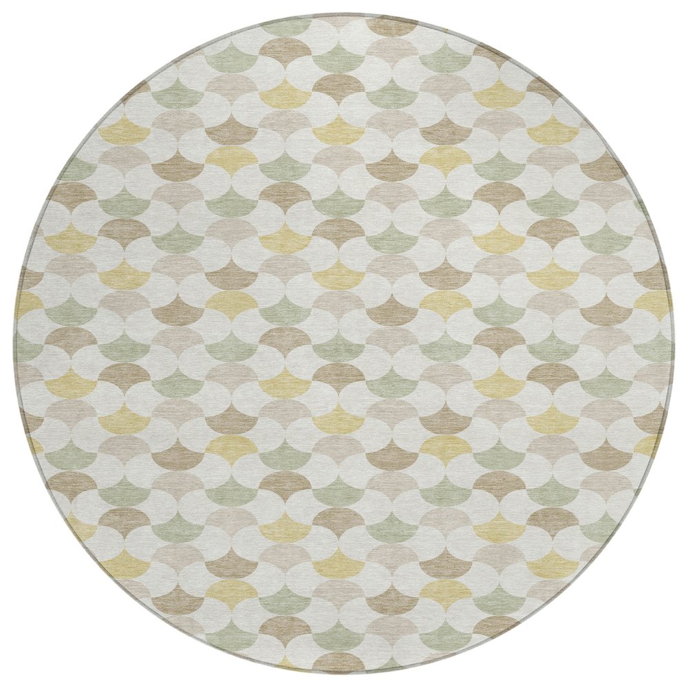 Machine Washable Indoor/Outdoor Chantille ACN2568 Ivory 8' x 8' Round Rug. Picture 1
