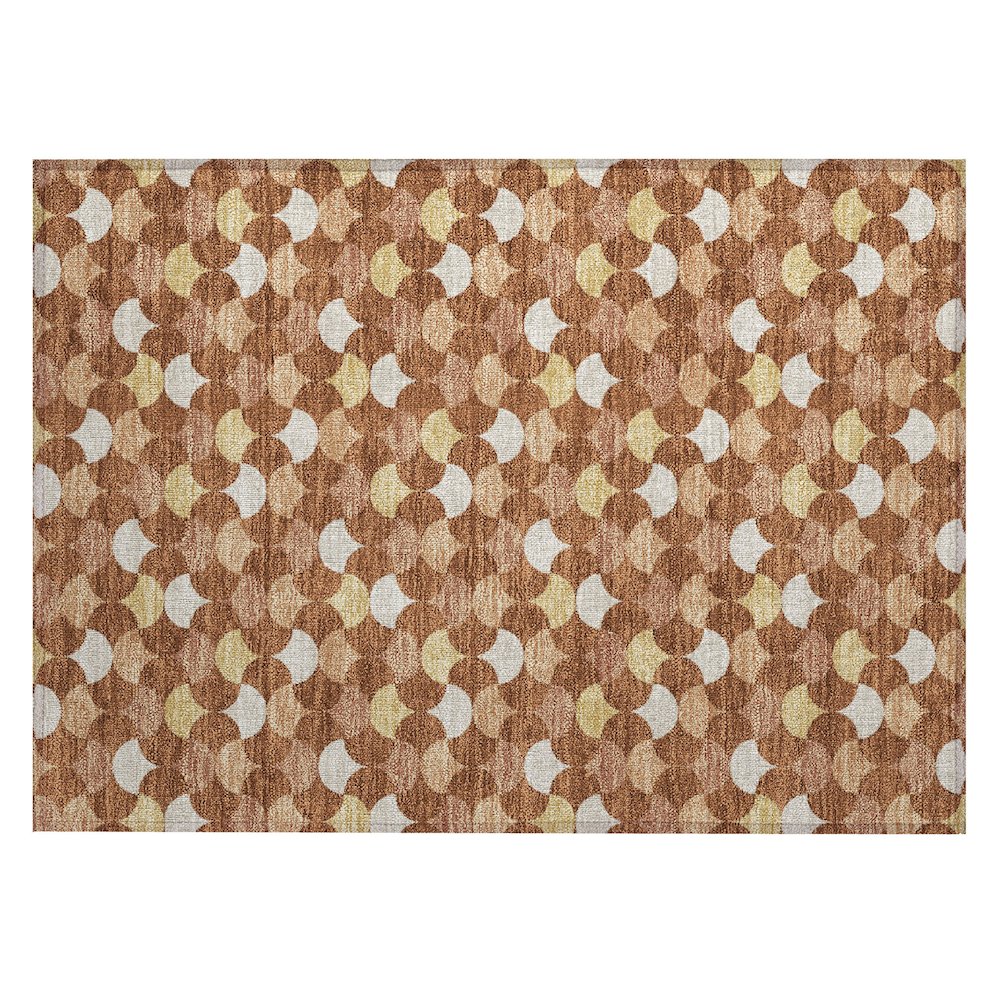 Machine Washable Indoor/Outdoor Chantille ACN2568 Orange 1'8" x 2'6" Rug. Picture 1
