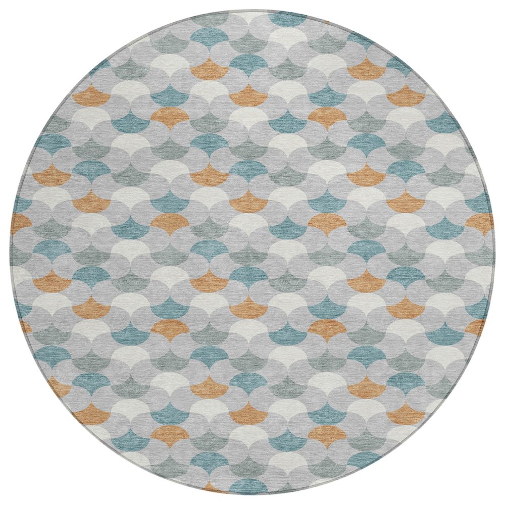 Machine Washable Indoor/Outdoor Chantille ACN2568 Gray 8' x 8' Round Rug. Picture 1