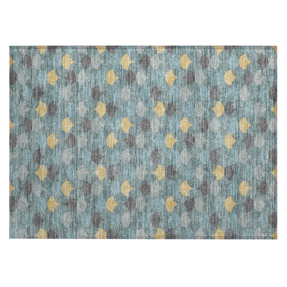 Machine Washable Indoor/Outdoor Chantille ACN2568 Teal 1'8" x 2'6" Rug. Picture 1
