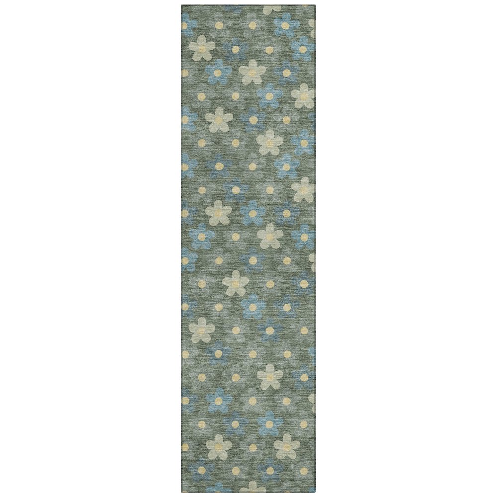 Machine Washable Indoor/Outdoor Chantille ACN2569 Green 2'3" x 7'6" Runner Rug. Picture 1