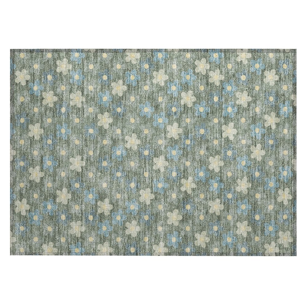 Machine Washable Indoor/Outdoor Chantille ACN2569 Green 1'8" x 2'6" Rug. Picture 1
