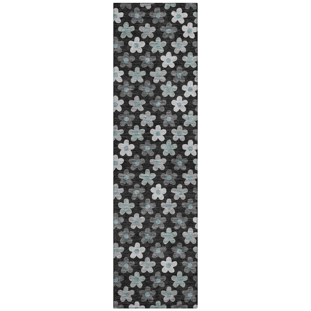 Machine Washable Indoor/Outdoor Chantille ACN2569 Black 2'3" x 7'6" Runner Rug. Picture 1