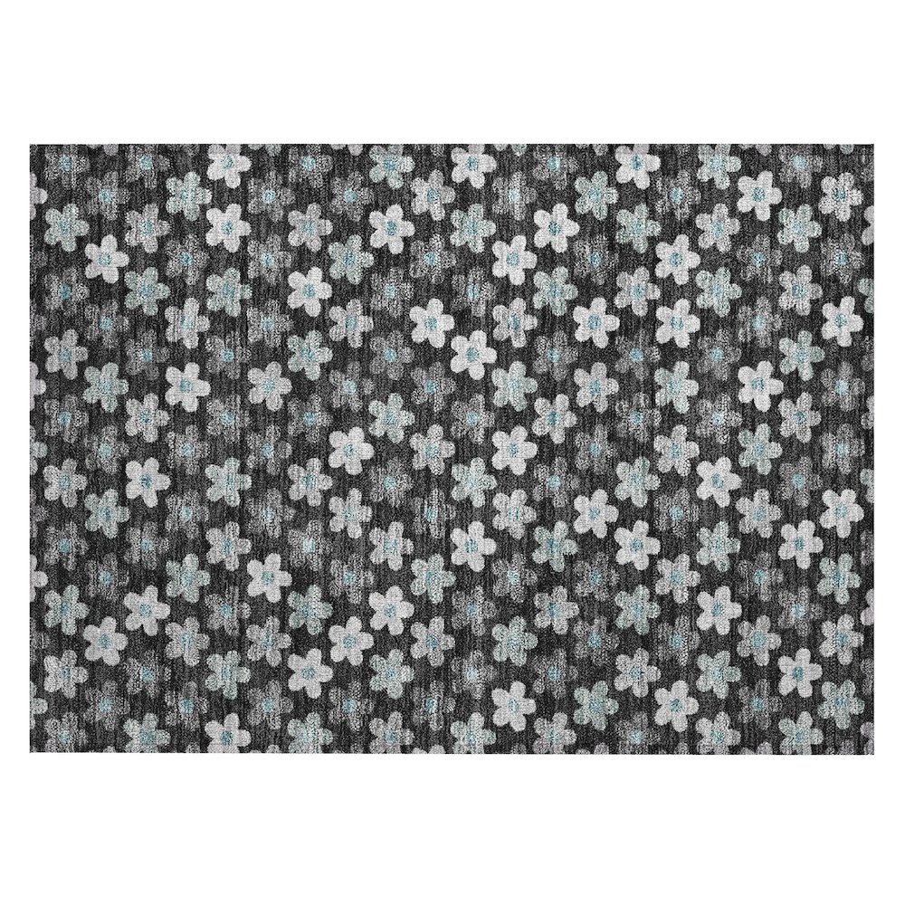 Machine Washable Indoor/Outdoor Chantille ACN2569 Black 1'8" x 2'6" Rug. Picture 1