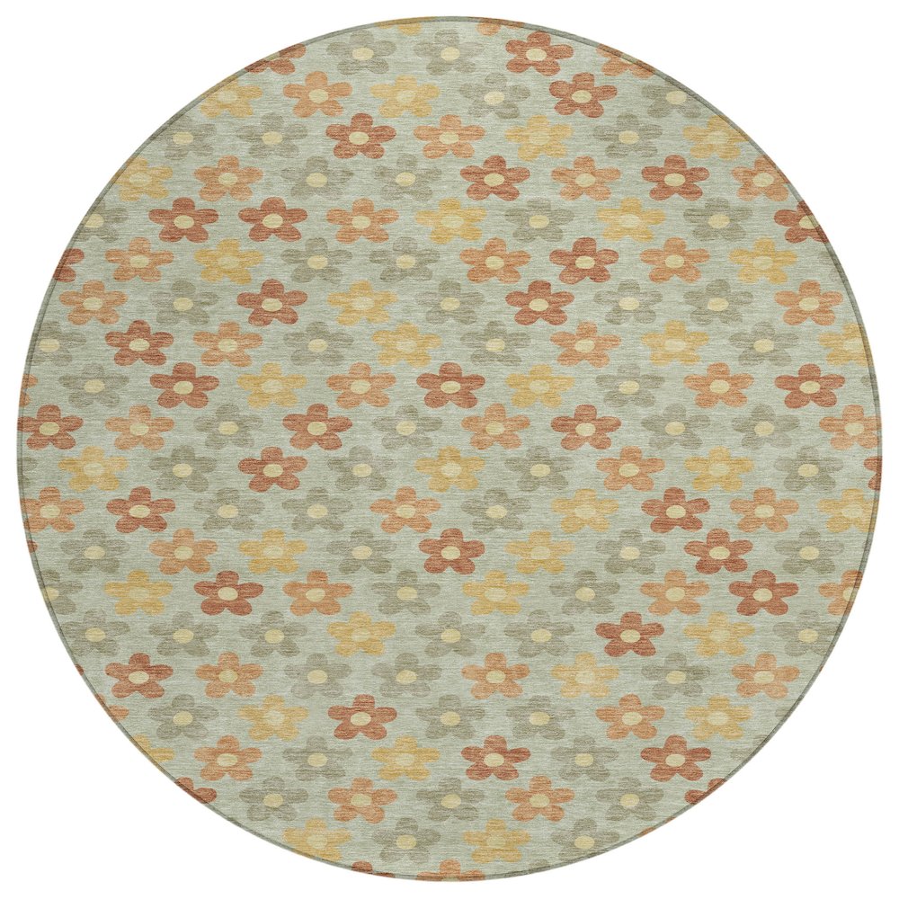 Machine Washable Indoor/Outdoor Chantille ACN2569 Green 8' x 8' Round Rug. Picture 1
