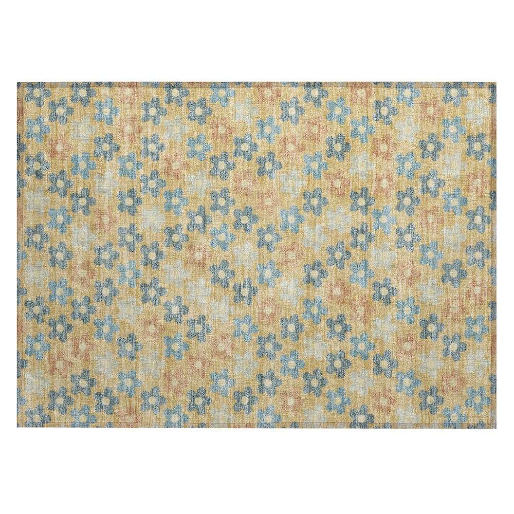 Machine Washable Indoor/Outdoor Chantille ACN2569 Gold 1'8" x 2'6" Rug. Picture 1