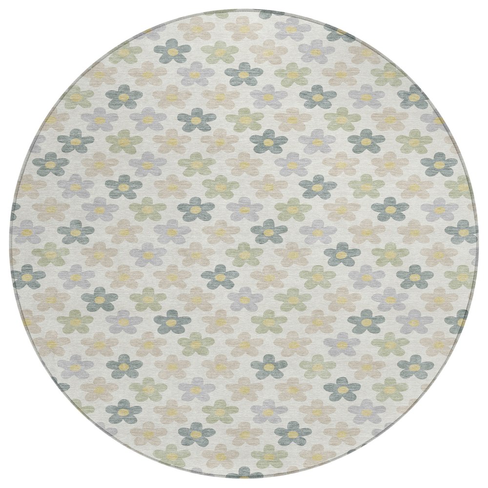 Machine Washable Indoor/Outdoor Chantille ACN2569 Ivory 8' x 8' Round Rug. Picture 1