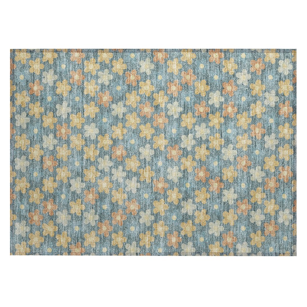Machine Washable Indoor/Outdoor Chantille ACN2569 Teal 1'8" x 2'6" Rug. Picture 1