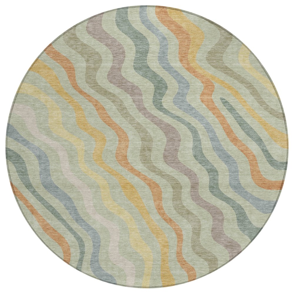 Machine Washable Indoor/Outdoor Chantille ACN2570 Green 8' x 8' Round Rug. Picture 1