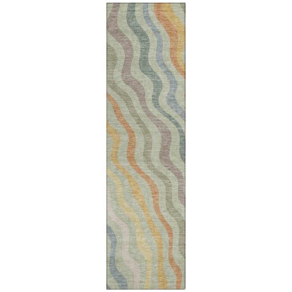 Machine Washable Indoor/Outdoor Chantille ACN2570 Green 2'3" x 7'6" Runner Rug. Picture 1