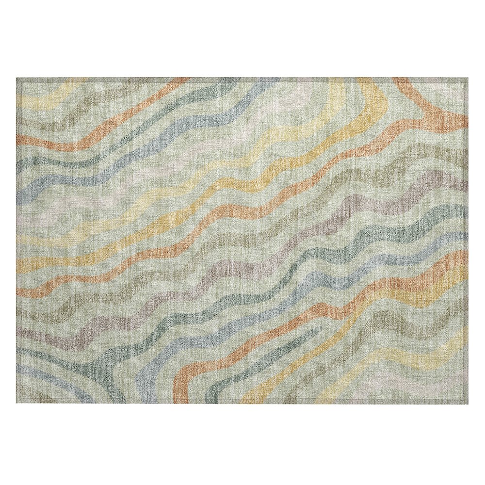Machine Washable Indoor/Outdoor Chantille ACN2570 Green 1'8" x 2'6" Rug. Picture 1
