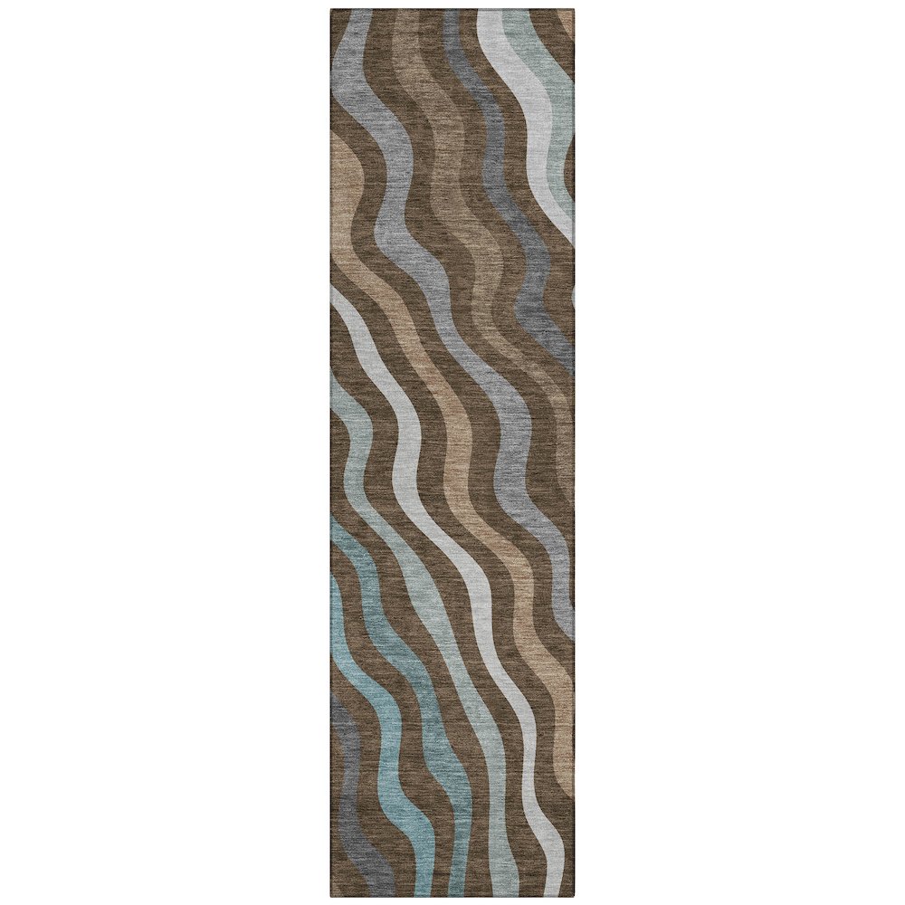 Machine Washable Indoor/Outdoor Chantille ACN2570 Brown 2'3" x 7'6" Runner Rug. Picture 1