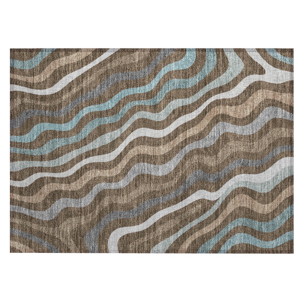 Machine Washable Indoor/Outdoor Chantille ACN2570 Brown 1'8" x 2'6" Rug. Picture 1