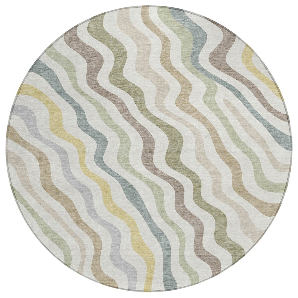 Machine Washable Indoor/Outdoor Chantille ACN2570 Ivory 8' x 8' Round Rug. Picture 1