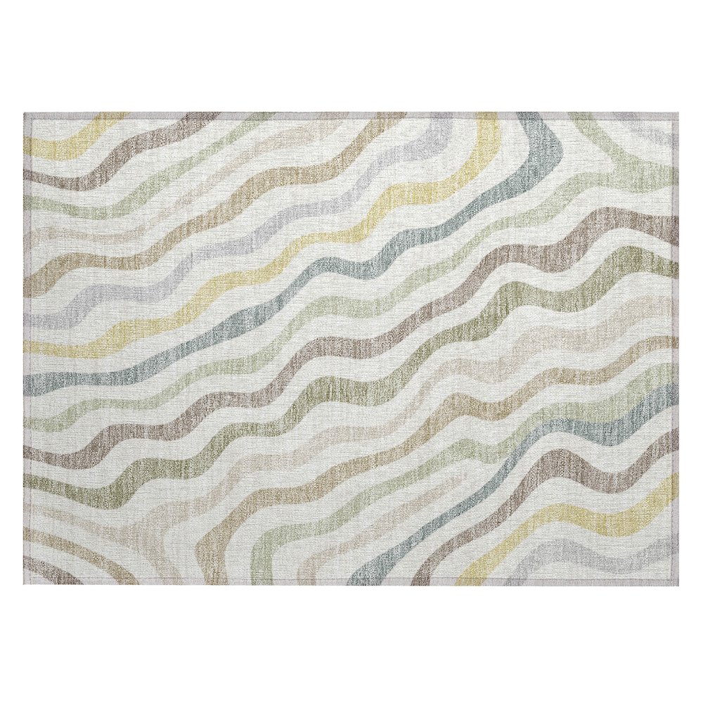 Machine Washable Indoor/Outdoor Chantille ACN2570 Ivory 1'8" x 2'6" Rug. Picture 1
