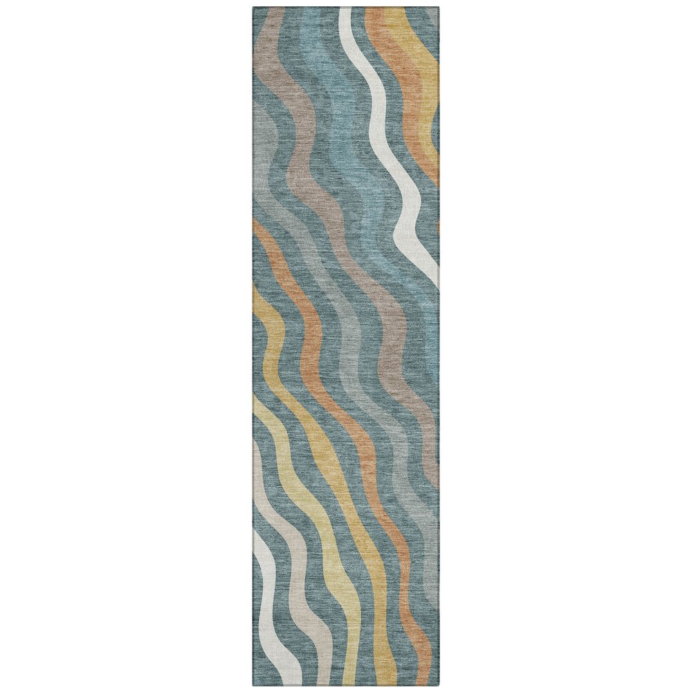 Machine Washable Indoor/Outdoor Chantille ACN2570 Teal 2'3" x 7'6" Runner Rug. Picture 1