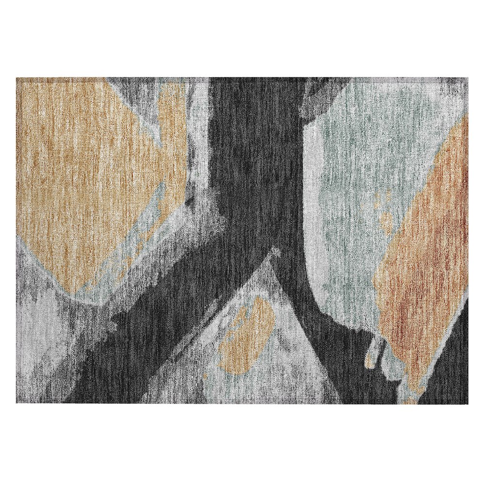 Machine Washable Indoor/Outdoor Chantille ACN2571 Black 1'8" x 2'6" Rug. Picture 1