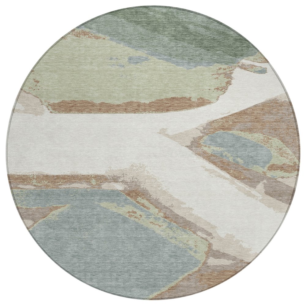 Machine Washable Indoor/Outdoor Chantille ACN2571 Ivory 8' x 8' Round Rug. Picture 1